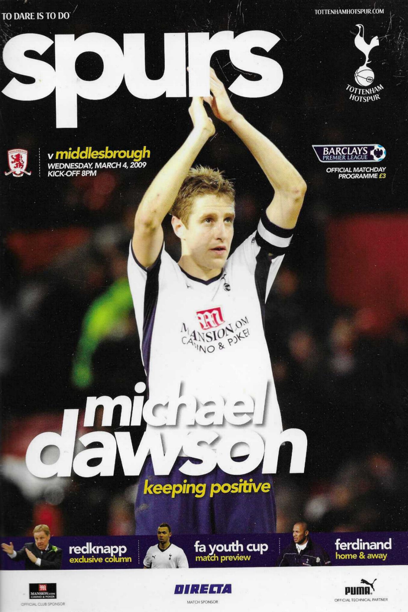 TOTTENHAM HOTSPUR v MIDDLESBROUGH 2008/09
